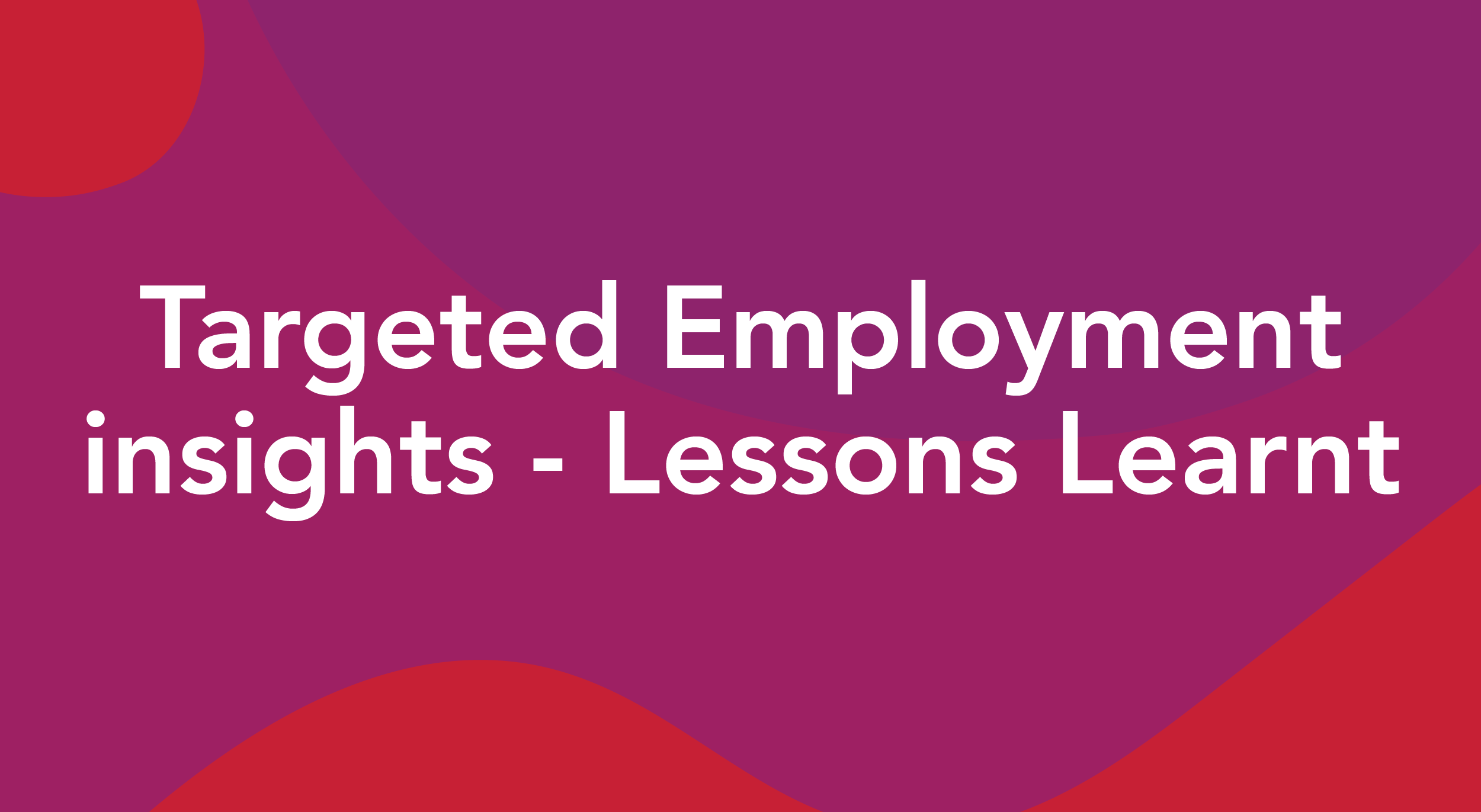 Targeted Employment insights - Lessons Learnt